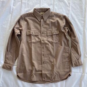 L.L.BEAN MEN’S TAN CHAMOIS SHIRT, NEVER WORN, SIZE 17 LONG, MADE IN USA MAINE.